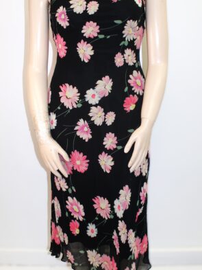 Ralph Lauren Vintage Silk Maxi Dress w Floral Pattern Size 10
