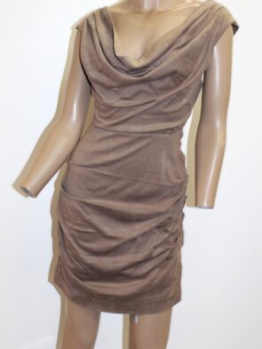 Bebe Vintage Cocoa Brown Micro Suede Cowl Dress Size S