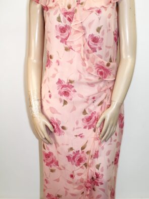 Spenser Jeremy Vintage Floral Ruffle Maxi Dress W Flutter Sleeves Size 14