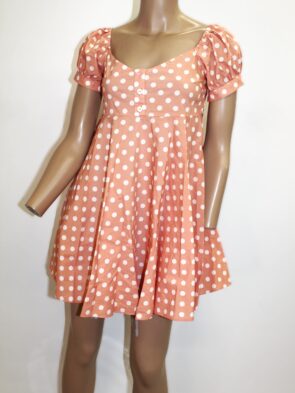 Caroline Costas Vintage Mini Dress w Puffy Short Sleeves Polka Dot Size S