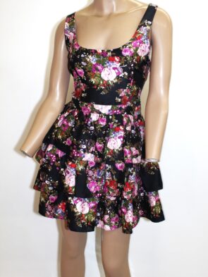 Love Shack Fancy Vintage Mini Dress w Tiered Ruffles Size 8