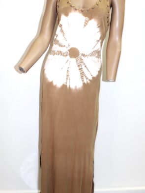 T Party Vintage Sleeveless Dress Tie-dye Dress w Braided Straps Size L