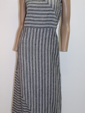 J Jill Love Linen Sleeveless Shift Dress, Gray Striped Size M