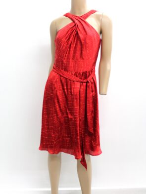 White House/Black Market Vintage Red Dress w Tie Belt Size 4