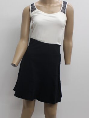 Express Vintage White Top Black Skirt Dress Size 6