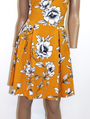 Soprano Vintage Orange w Floral Print Summer Dress Size S