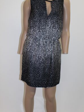 Cluny Vintage Black & White Dress w Elastic Waist Size 2