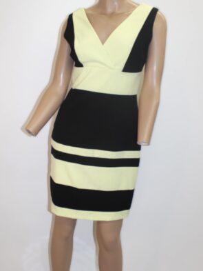 Marc New York Vintage Black & Lime Green V-Neck Sheath Dress Size 4
