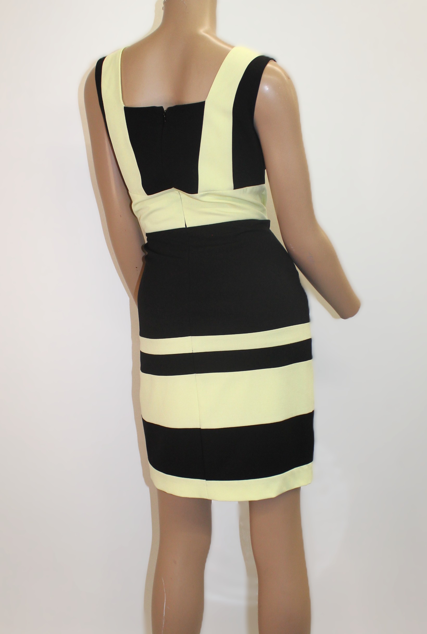 Marc New York Vintage Black & Lime Green V-Neck Sheath Dress Size 4 - Image 3