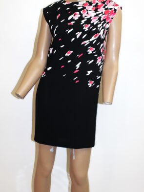 Loff Vintage Black Dress w Pink & White Floral Pattern Size SP