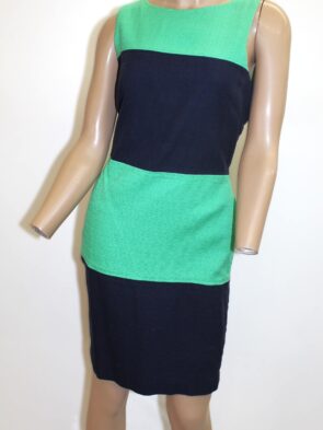 Banana Republic Vintage Navy & Green Color Block Sheath Dress Size 14