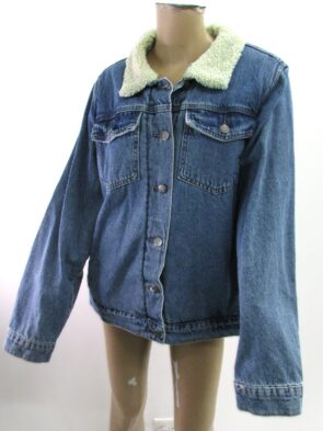 BP Denim Fur Lined Short Button front Jacket  Size M