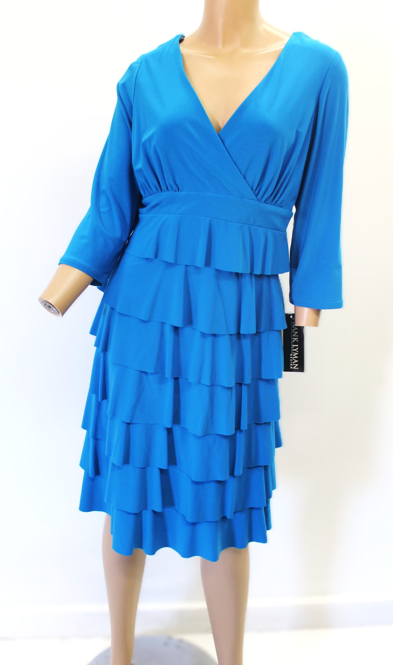 Frank Lyman Vintage Tiered Ruffled Blue Dress Size 12