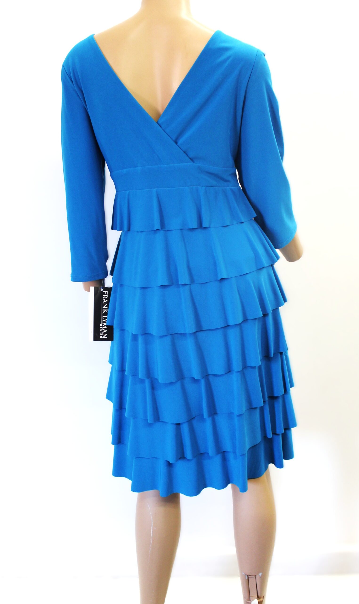 Frank Lyman Vintage Tiered Ruffled Blue Dress Size 12 - Image 3