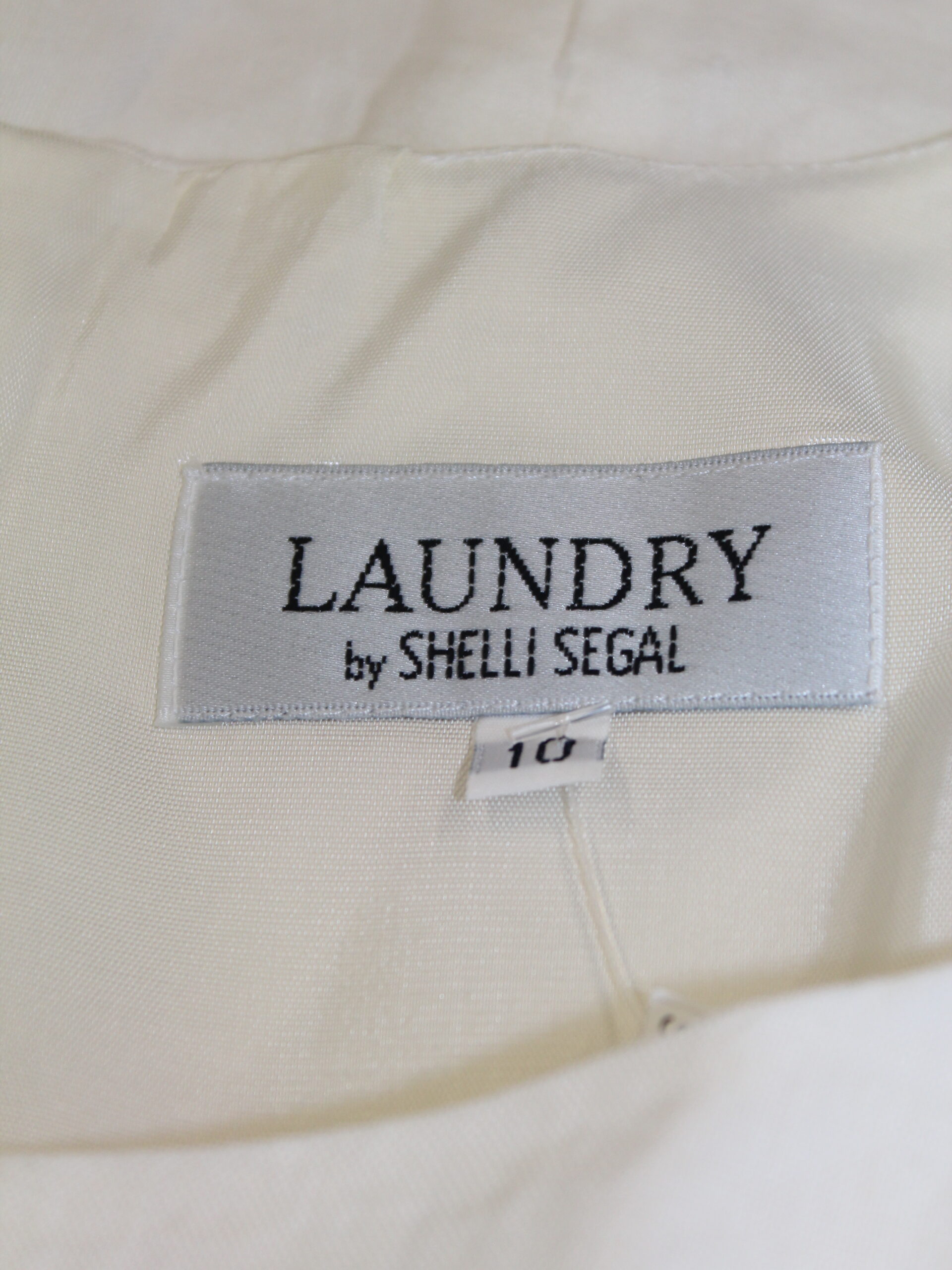 Laundry by Shelli Segal Vintage Sleevless White Linen Dress Size 10 - Image 4