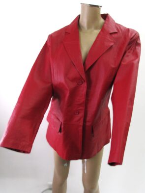 Chadwick's Red Leather Button Jacket Size 20W