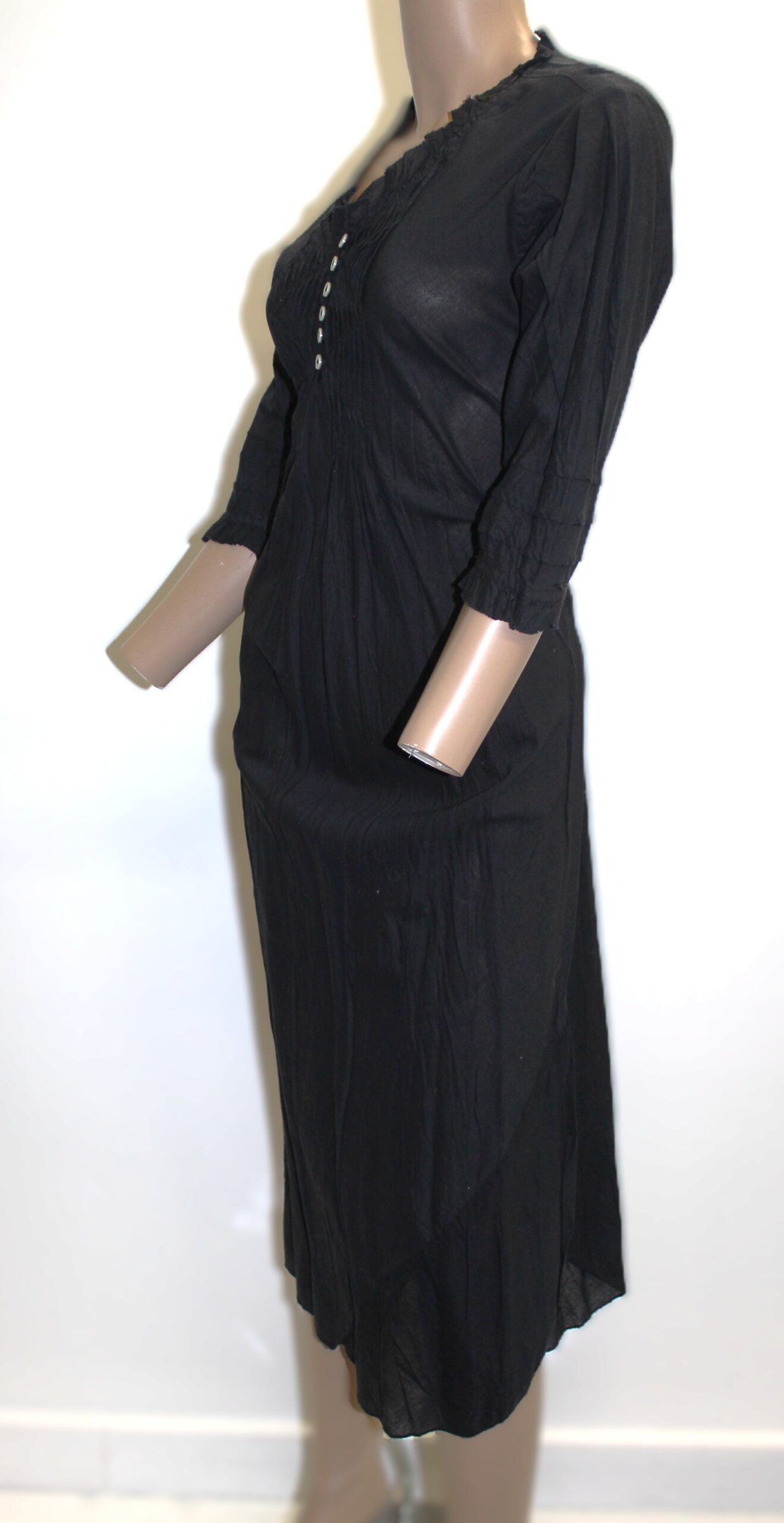 Orientique Vintage Sheer Long Black Dress size S - Image 2