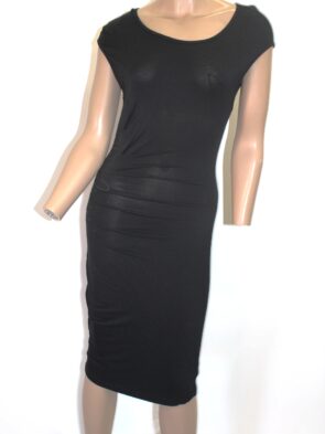 Premise Vintage Black Sleeveless Dress w Side Floral Ruched Detailing Size XS