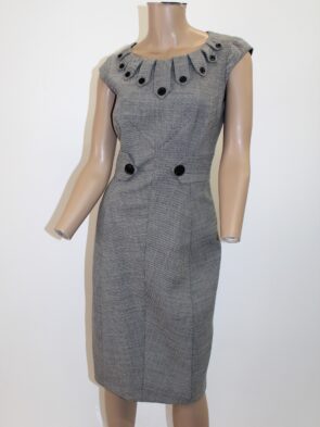 Karen Millen  Professional Dress w Cap Sleeves & Button Accents Size 6