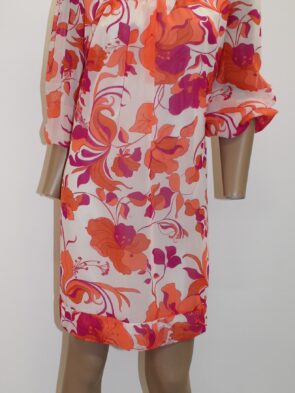 Eva Mendes Multi Color Floral Print Shift Dress Size M