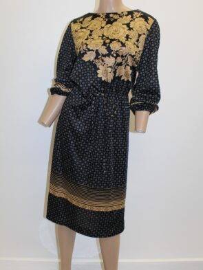 R&K Knits Vintage Floral Print Dress Size S