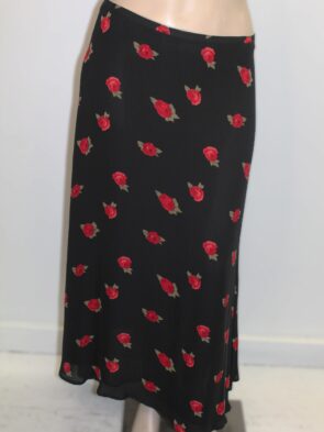 Field Manor Vintage Skirt w Red Rose Floral Pattern Size L