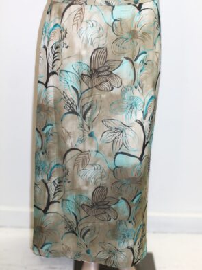 Dana Buchman Vintage Silk Floral Beige Maxi Skirt Size 20